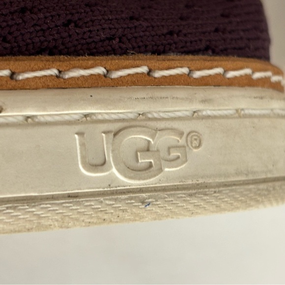 UGG Sz 9.5 Canvass Burgundy Purple Slip On Slide Sneakers Rubber Sole - Picture 7 of 12